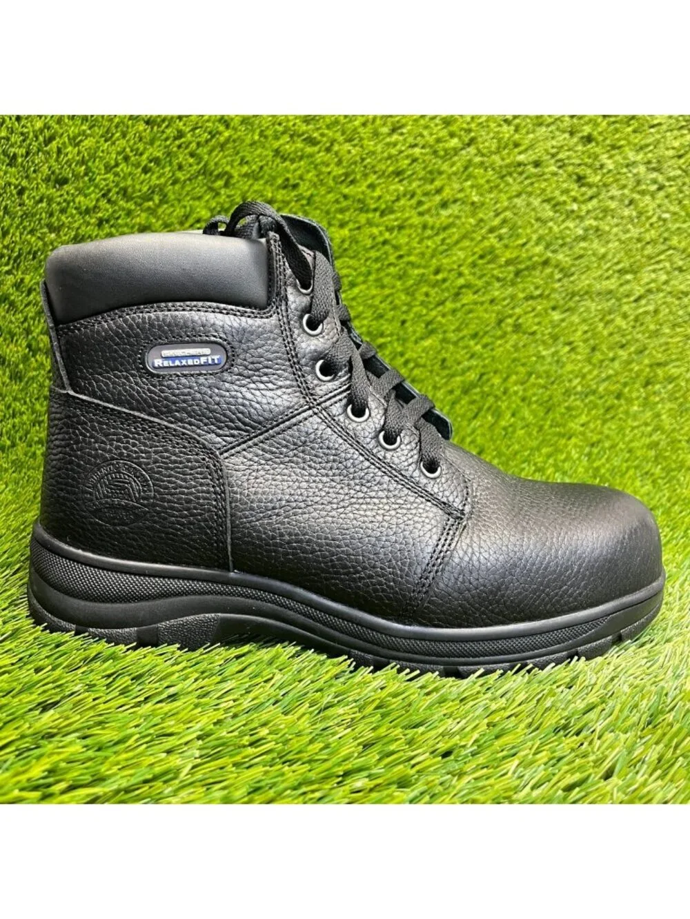 Skechers Workshire Women Size 11 Black Leather Steel Toe Safety Work Boots Shoes